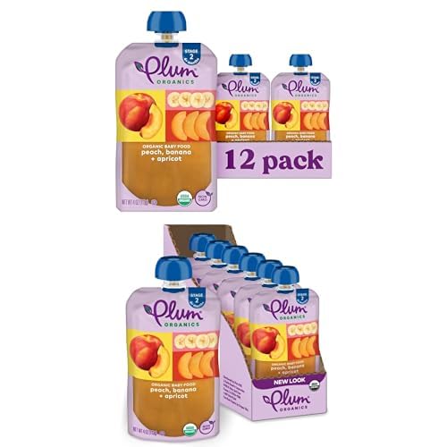 Plum Organics - Organic Baby Food - Peach, Banana & Apricot - 4 oz Pouch (Pack of 18)