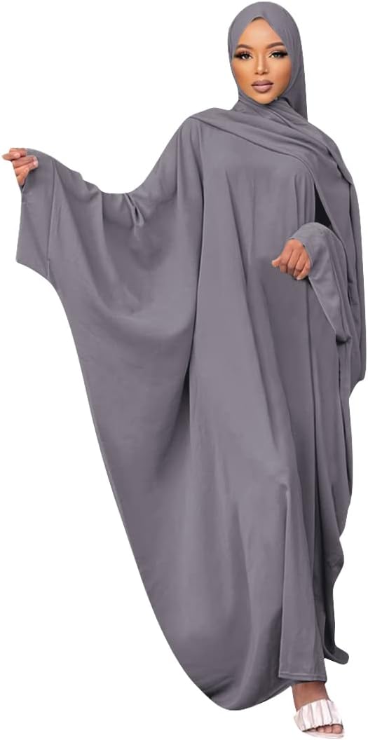 IKADEXMuslim Dress for Women Pakistani Kaftan Abaya Robe + Hijab Arabic Islamic Prayer Clothes Dubai Outfits