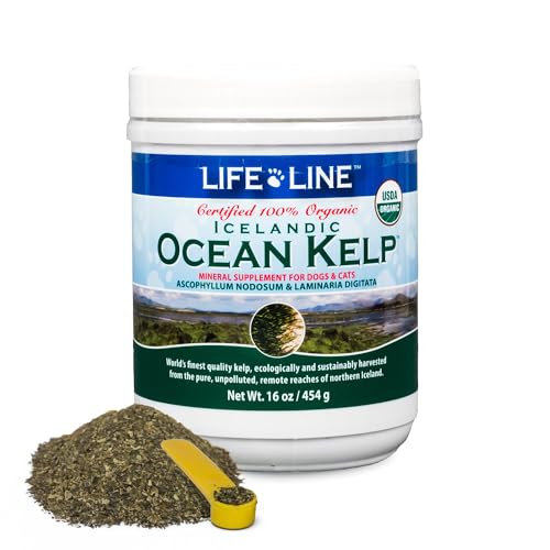 Life Line USDA Certified Organic Ocean Kelp for Pets & Livestock | Supports Skin & Coat Health Immune Function and Dental Hygiene | Promotes Metabolism & Reduces Plaque and Shedding 16 oz