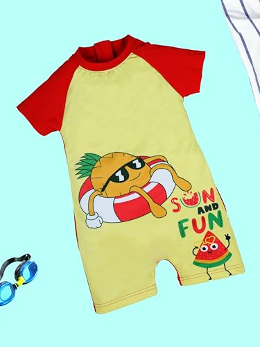 Image of KiddoPanti Boys & Girls Half Sleeve Mid Thigh Length Swim Suit