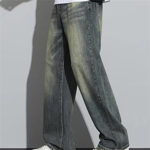 Men's Cotton Baggy Jeans – Wide-Leg Retro Loose Denim Pants, Streetwear Fashion Straight Washed3