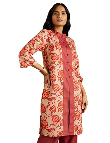 Image of RIVER Women's Poly Matka with Cotton Touch Floral Regular Kurta