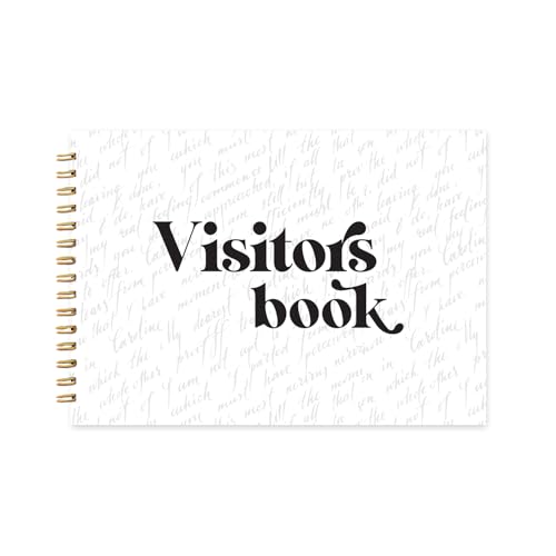 Image of Visitor Book - 8 x 12 Inches | Handwritten Pattern Wire Bound Guest Register for Hotels, Offices, Exhibitions & Business Use | Medium Size Visitor Log Book for Reception & Front Desk