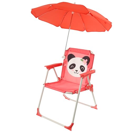 Alongen Kinder Gartenstühle Kids Beach Stuhl mit Sonnenschirm Tragbare Klappstühle Parasol Kindercampingstuhl mit Regenschirm Leichter Strandstuhl...