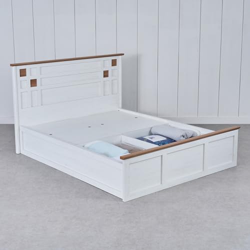 Image of Home Centre Santorini Pearl King Bed with Hydraulic Storage - White