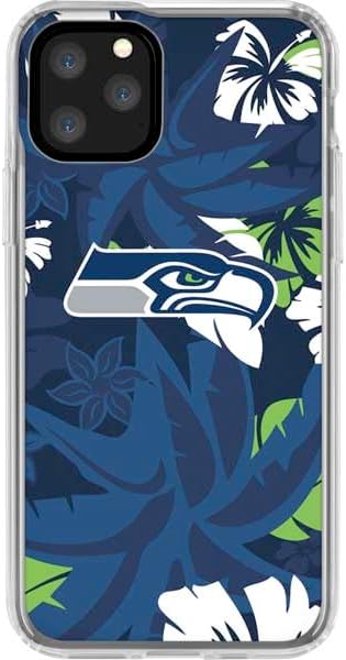 Skinit Clear Phone Case Compatible with iPhone 11 Pro - Officially Licensed NFL Seattle Seahawks Tropical Print Design