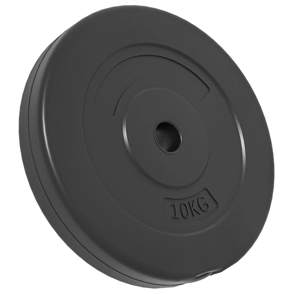Juego de 2 discos de pesas de 10 kg, diámetro de 26,5 mm, revestimiento de plástico, color negro