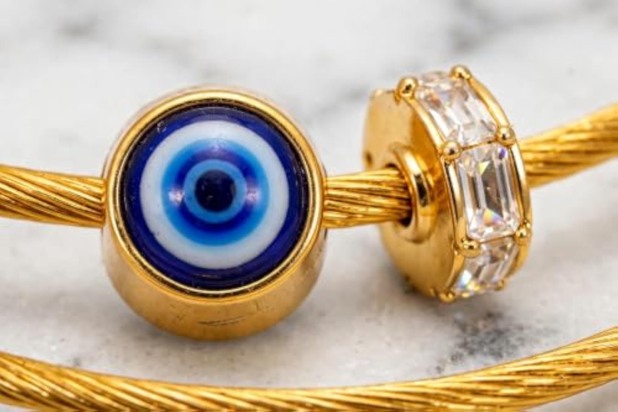 Plated Evil Eye Bracelet with Cubic Zirconia