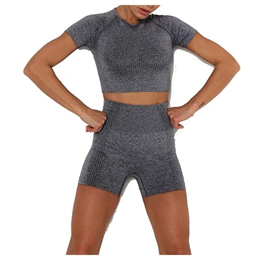 Dam kostym träningskläder set, Kvinnor Sommar Solid Färg 2 Piece Outfits Tracksuit Round Neck Short Sleeve Crop Top Yoga Shorts Workout Set Sportkläder Dam kläder joggingdräkt löpkläder Sportkläderset
