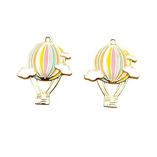 SANQIU 20PCS Enamel Hot Air Balloon Charm for Jewelry Making and Crafting