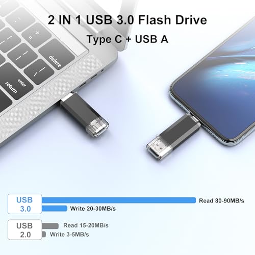 RAOYI Chiavetta USB 3.0 Gen1 64GB Doppia USB-C e USB-A - OTG, Compatibile con PC, Smartphone Android, Xiaomi/OnePlus (Nero)