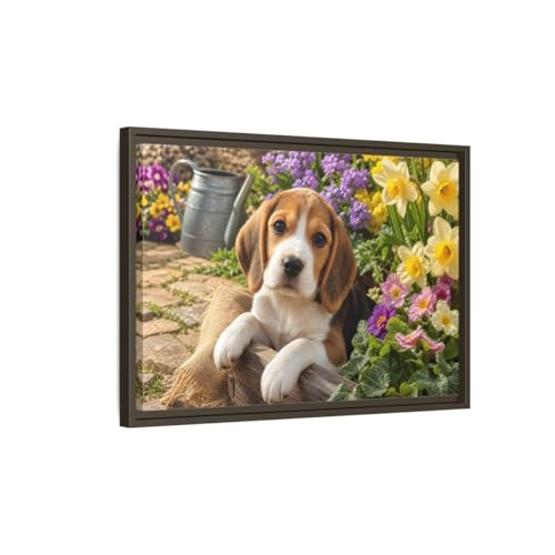 Cadre photo beagle chiot art mural réaliste pour chambre d'enfant
