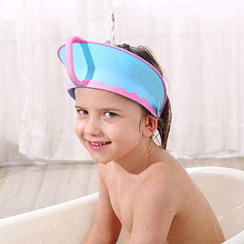 New Version Baby Shower Cap Bathing Cap Soft Adjustable Visor Hat Safe Shampoo Shower Bathing Protection Bath Cap for Toddler, Baby, Kids, Children (Dark Blue)