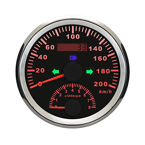 Jauge GPS multifonction ELING compteur 0-200 km/h et tachymètre 8000 tr/min 12V
