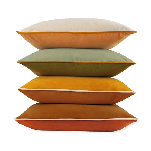COFEDE Velvet Cushion Covers 18x18 inches Set of 4,Decorative Squ...