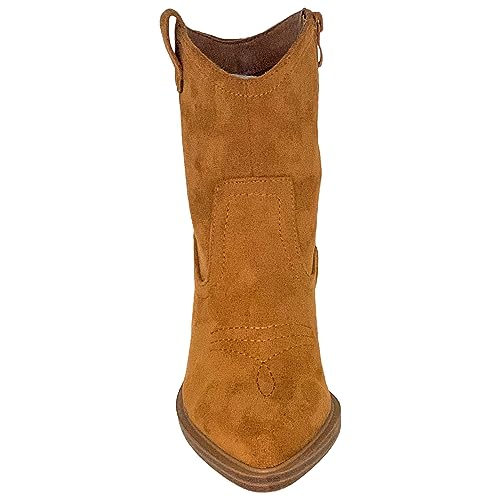 Women's Western Ankle Booties Stitched Cowboy Shoe Toe Side Zipper Closure4