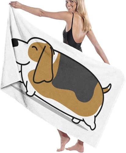 かわいいバセット・ハウンド バスタオル マイクロファイバー ホテル仕様 大判 80*130cm タオル 1枚セット 高速吸水 速乾 ふわふわ 柔らかい 肌触りのサムネイル