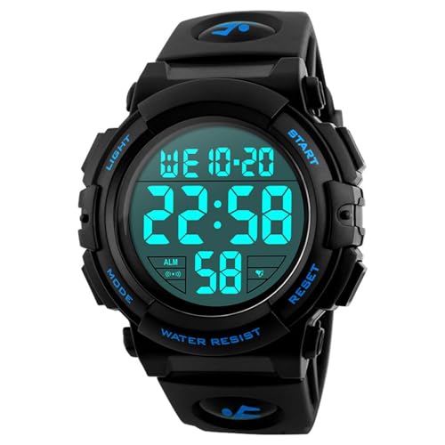 UEOTO - Reloj deportivo para hombre, impermeable, 5 ATM, reloj digital para hombre, con alarma, cronómetro/retroiluminación LED, reloj militar digital para hombre para adolescente UEOTO - Reloj deportivo para hombre, impermeable, 5 ATM, reloj digital para hombre, con alarma, cronómetro/retroiluminación LED, reloj militar digital para hombre para adolescente