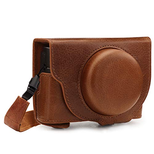 Flash Deals - 50% OFF MegaGear MG1728 Ever Ready Genuine Leather Camera Case Compatible with Sony Cyber-Shot DSC-RX100 VII - Brown