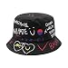 Produktbild JUHONNZ Unisex Fischerhut, Baumwolle Bucket Hat Anglerhut Sonnenhut Sommerhut Geschenk Hut für Damen und Herren für Wandern Camping Reisen Angeln 56-58cm, Schwarz Graffiti-Kunst