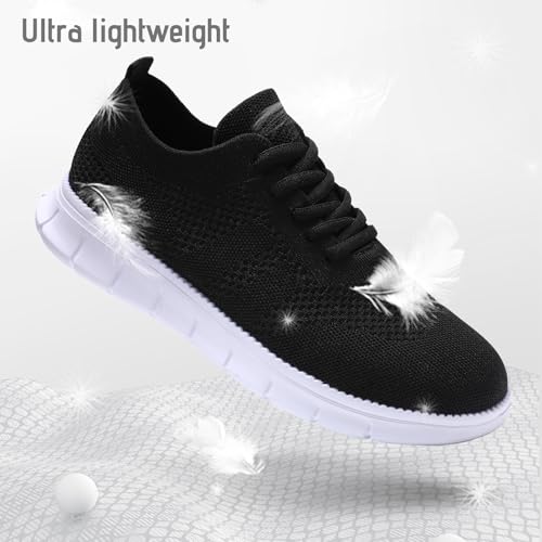 Men's Slip on Walking Shoes Fashion Dress Sneakers Business Oxfords Breathable Lightweight Loafers Tennis for Driving Walking Skate Black_White 124