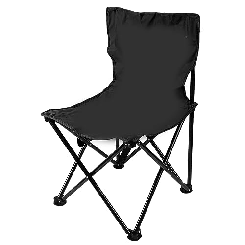 Chaise de camping pliante noire avec support stable et pliable - 2