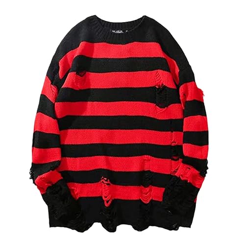 Black Striped Sweater Men's Pullover Knitted Sweater Men's Oversized Sweatshirt Harajuku Long Sleeve Top