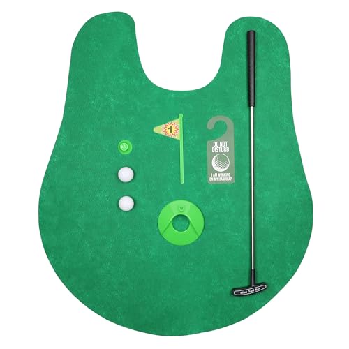 FunX Toiletgolf Gift Set - Grappig Mini Golf Mannen Cadeau voor Badkamer met Puttingmat - 7 stuks. Golfgeschenkartikel - Afbeelding 4