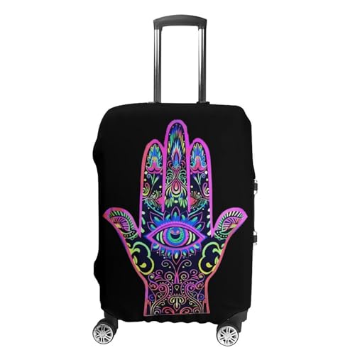 Blacklight Hamsa Hand Evil Eye Bohemian Funny Luggage Cover Suitcase Protector Washable Travel Baggage Covers Fit 19-32 Inch