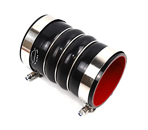 Image of LTI Universal 6 inch Length 4-Ply Reinforced High Temperature Charge Air Cooler CAC Hose 3.5 inch ID Straight With T Bolt Clamp (3.5 inch, BLACK)