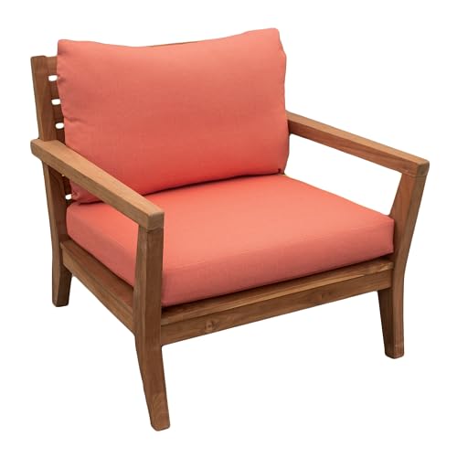 Image of Tommy Bahama Sunbrella Fabric 1-Piece Outdoor Knife Edge Deep Seat Lounge Chair Seat and Back Cushion Set, Bamboo Bay Mango