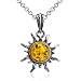 Ian and Valeri Co. Amber Sterling Silver Flaming Sun Pendant Necklace Chain 18"