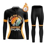 Maillot Ciclismo Mujer Invierno Ropa Bici MTB Polar Térmico Conjunto Ciclista,Traje Bicicleta Chaquetas Manga Larga y Pantalones con 19D Gel Acolchado,Completa de Jerseys Ciclo Transpirable(11,L)