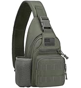ZHIERNA Tactical Crossbody Bag for Men with Water Bottle Holder, MOLLE EDC Shoulder Sling Chest B...