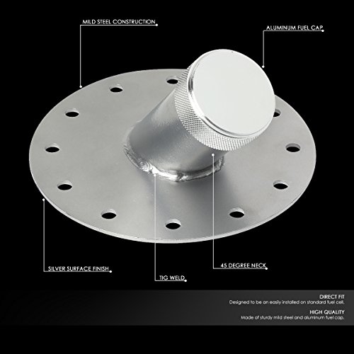 DNA MOTORING 45-Degree Fuel Cell Filler Neck with Steel Base Aluminum Cap,ALU-FT-C-T1-SL