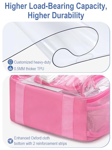 Image of Heavy Duty Clear Backpack For Kids Women Men Boys Girls, 17 Inch Large See Through Backpack, 360 3M Reflective Strips Clear Bookbag, Transparent Bag For School College Sport Work Security, Pink