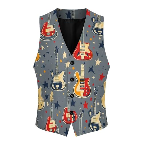 Guitar Men's Suit Vests Business Formal Dress Vest V-Neck Waistcoat for Wedding Casual4
