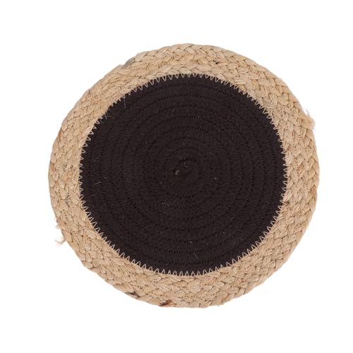 Image of DENOVA Cotton Rope Trivet for Hot Pots and Pans Heat-Resistant Table Mat, Handcrafted Spiral Design, Mocha and Jute Edge Pack of 3