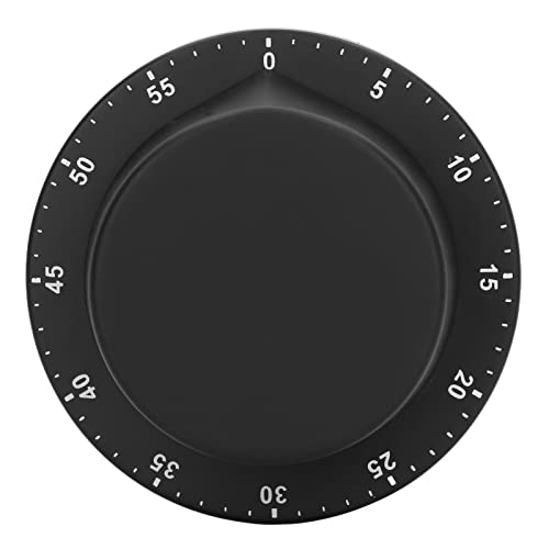 Nicoone Minuteur mécanique de cuisine en acier inoxydable avec ventouse magnétique - Minuteur de cuisine - Minuteur de compte à rebours mécanique (noir) Cover