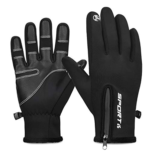 Yobenki Cycling Gloves, Touch Screen Gloves Waterproof Windproof Thermal Gloves Anti Slip Winter Warm Gloves Outdoor Running Climbing Skiing Gloves for Men and Women (Black,L)
