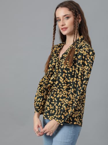 Image of KOTTY Womens Satin Full Sleeves Solid Regular Fit Top