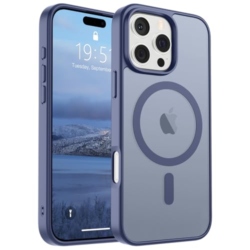 Image of SUPFINE Magnetic for iPhone 16 Pro Max Case (Compatible with MagSafe) (Military Grade Drop Protection) Translucent Matte Shockproof Phone Cover,Lavender Gray