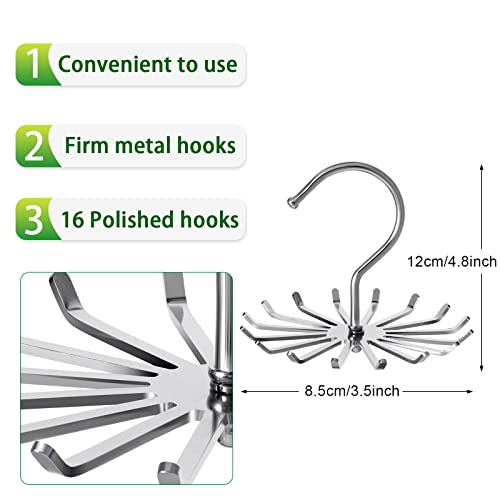 Belt Hanger For Closet Stainless Steel Scarf Tie Rack Metal Belt Organizer Purse Hanger Belt Holder For Men Women Scarves Clothes Bags Shoes Coats Hats Jewelry Handbags 16 Hooks Each (Silver, 2) #TOP1