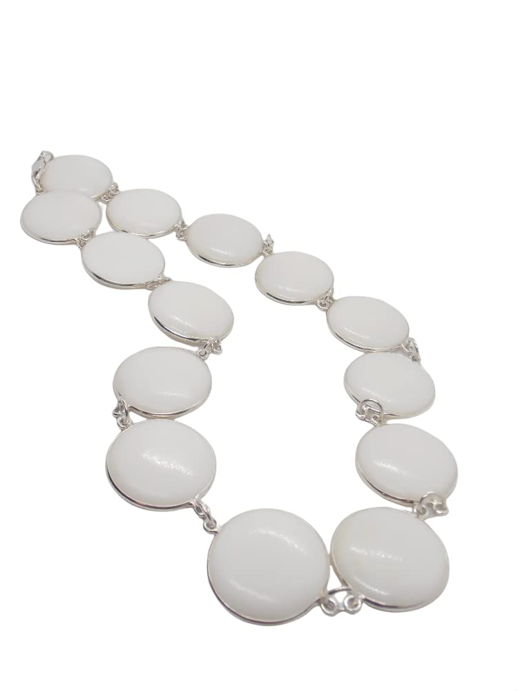 Collana in Argento 925 e Agata naturale bianca - moschettone - girocollo - pietra dura -