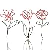 Oubasa Metal Flowers Wall Arts for Bathroom Farmhouse Floral Decor Minimalist Flower Wall Decors for Living room Bedroom Kitchen Decoration Thanksgiving Housewarming Gifts Set of 3