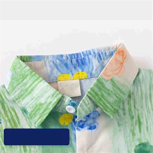 Toddler Boy Short Sleeve Button Down Shirt Striped Guayabera Shirts Tops Baby Hawaiian T-Shirt Summer Easter Outfit 6