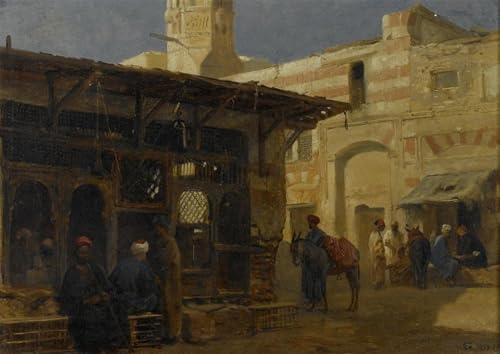 Affiche Toile Rue au Caire Frederick Goodall Impression d'Art Portrait Décoration Murale 60x90cm