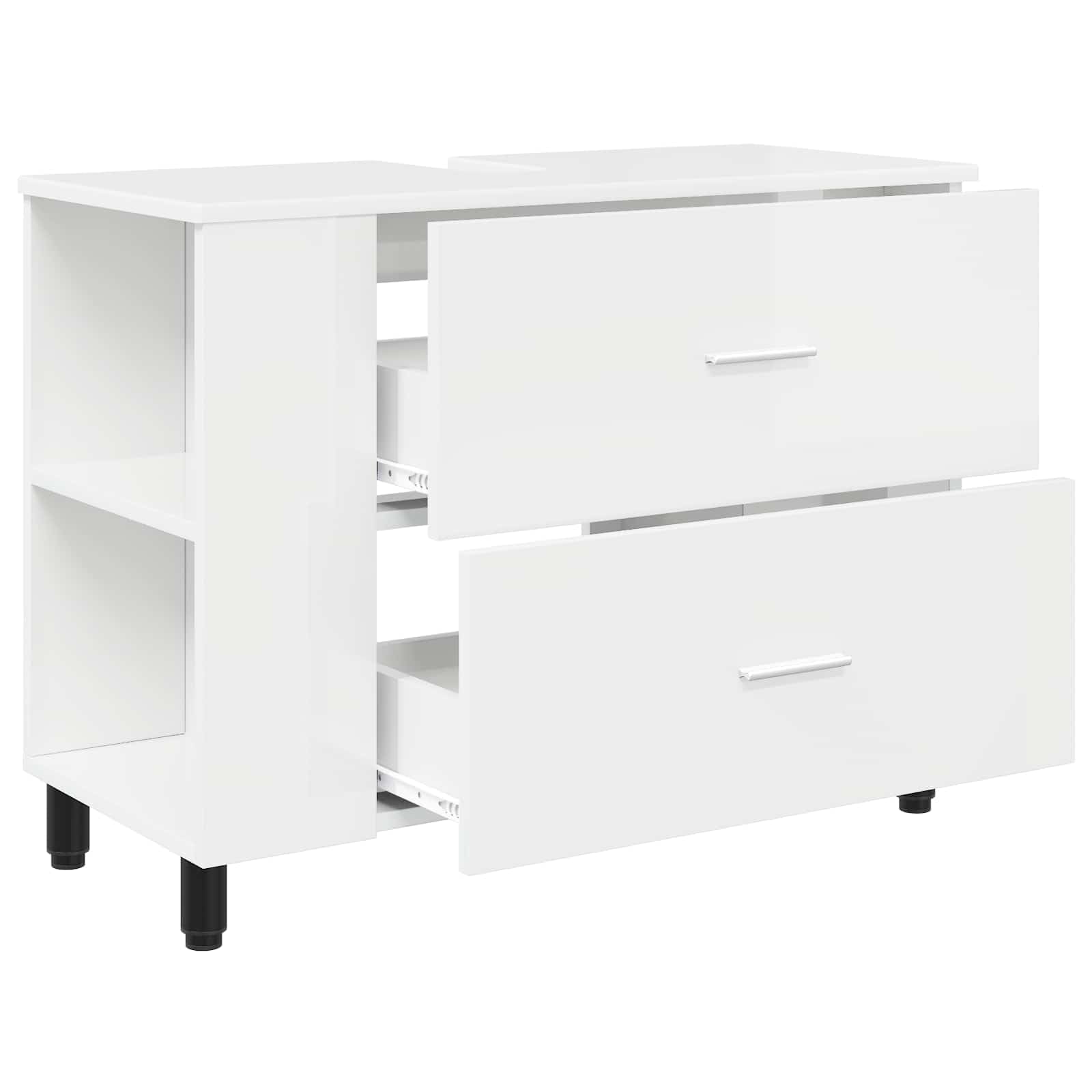 Mobile sottolavabo bianco lucido, 80 x 35 x 60 cm, mobile da bagno