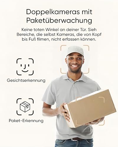 eufy Security Video türklingel E340, Dual türklingel mit Kamera mit Paketerkennung, 2K Full HD Farb-Nachtsicht, Kabel- oder Akkubetrieben, kompatibel mit HomeBase S380, Gebührenfreie Nutzung
