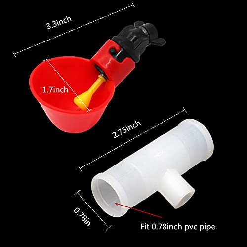Vanknono 6 Pieces Chicken Waterer Cups, Chicken Water Feeder Chicken Waterer Drinking Cups Automatic Poultry Drinking Cups For Chicken Ducks Quail, Red #TOP1